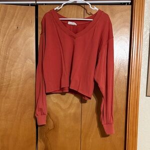 Double Zero Red V-Neck Crop Top